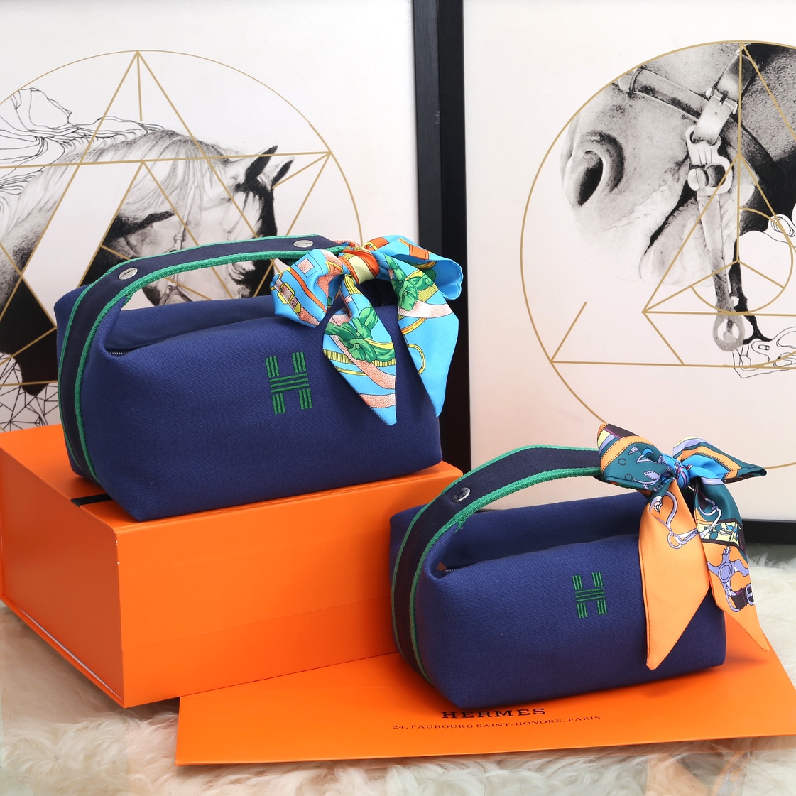[TOP] HERMES Embroidered H logo Lunch Box Bag Collection