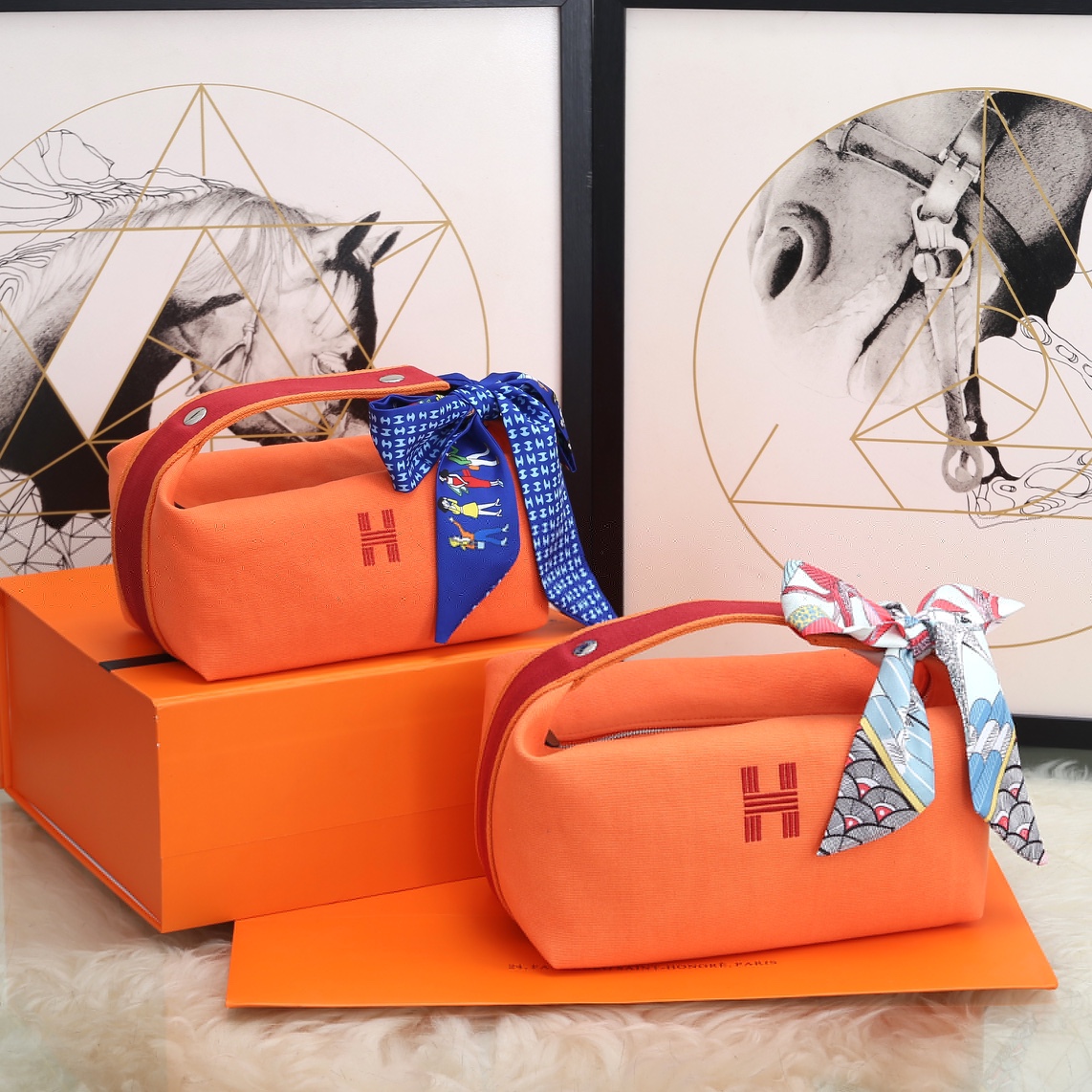 [TOP] HERMES Embroidered H logo Lunch Box Bag Collection