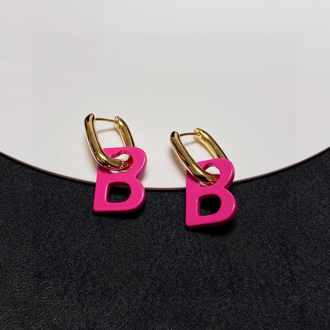 [TOP] BALENCIAGA BB Earring-Rose Red