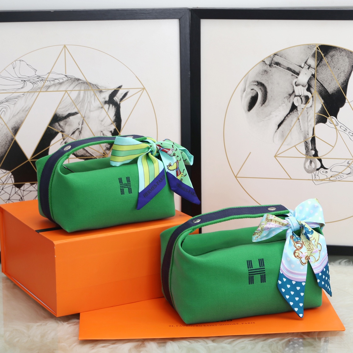 [TOP] HERMES Embroidered H logo Lunch Box Bag Collection