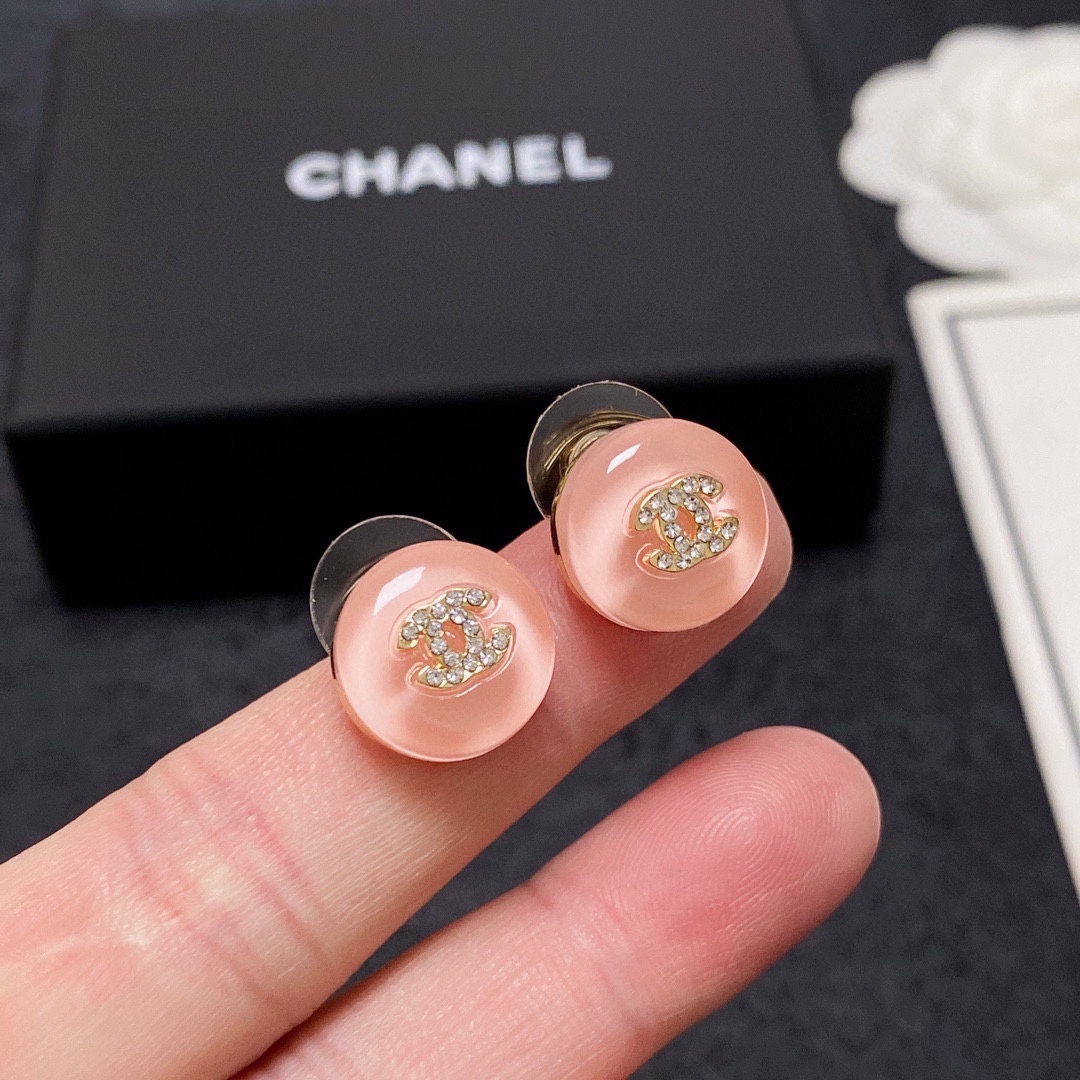 [TOP] CHANEL Diamond Stud Earring-Pink