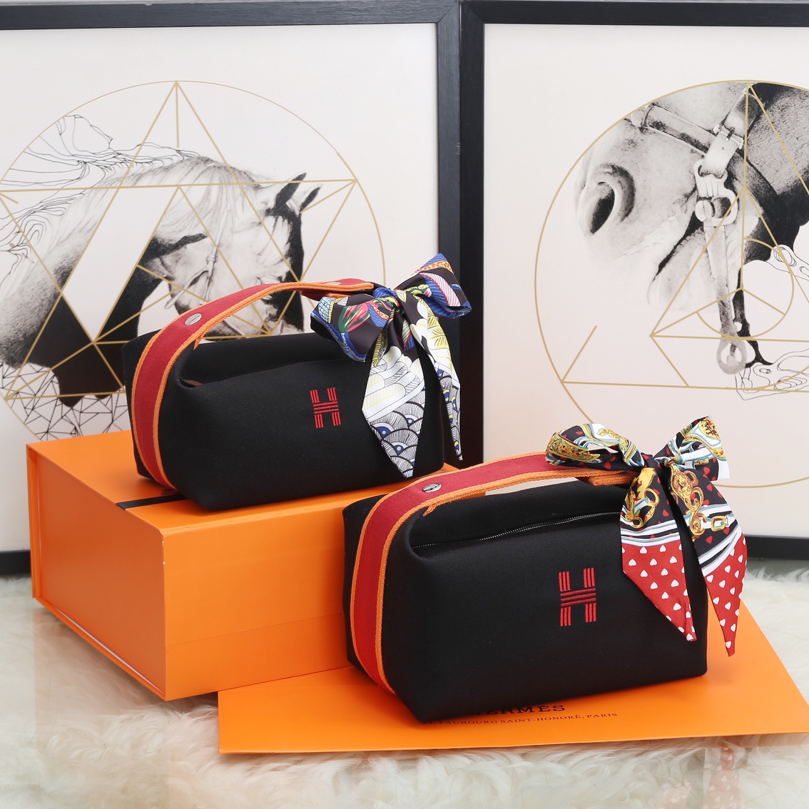 [TOP] HERMES Embroidered H logo Lunch Box Bag Collection