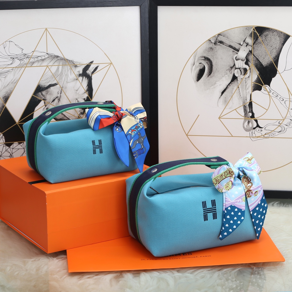 [TOP] HERMES Embroidered H logo Lunch Box Bag Collection