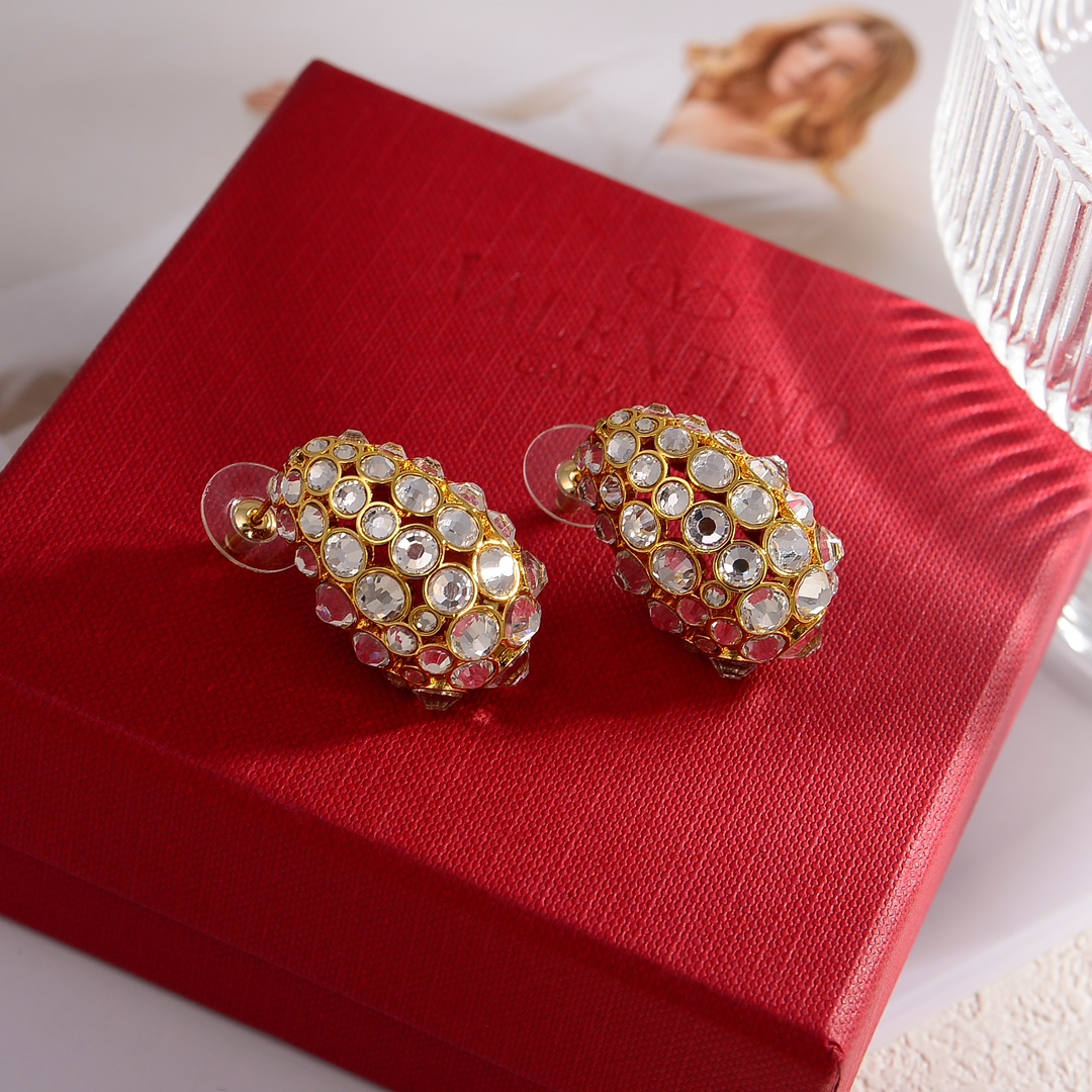[TOP] VALENTINO Silver Crystal Stud Earrings