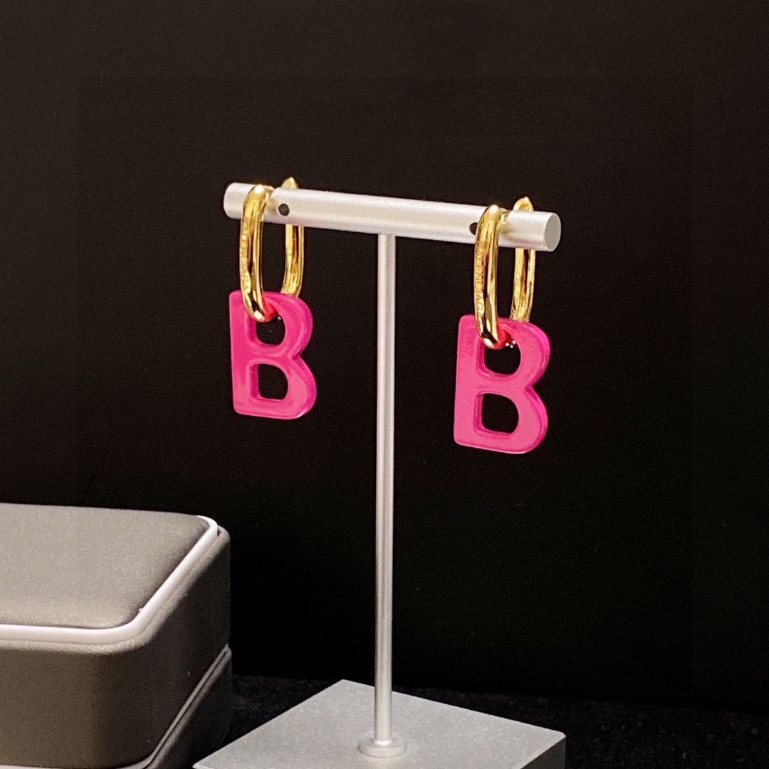 [TOP] BALENCIAGA BB Earring-Rose Red