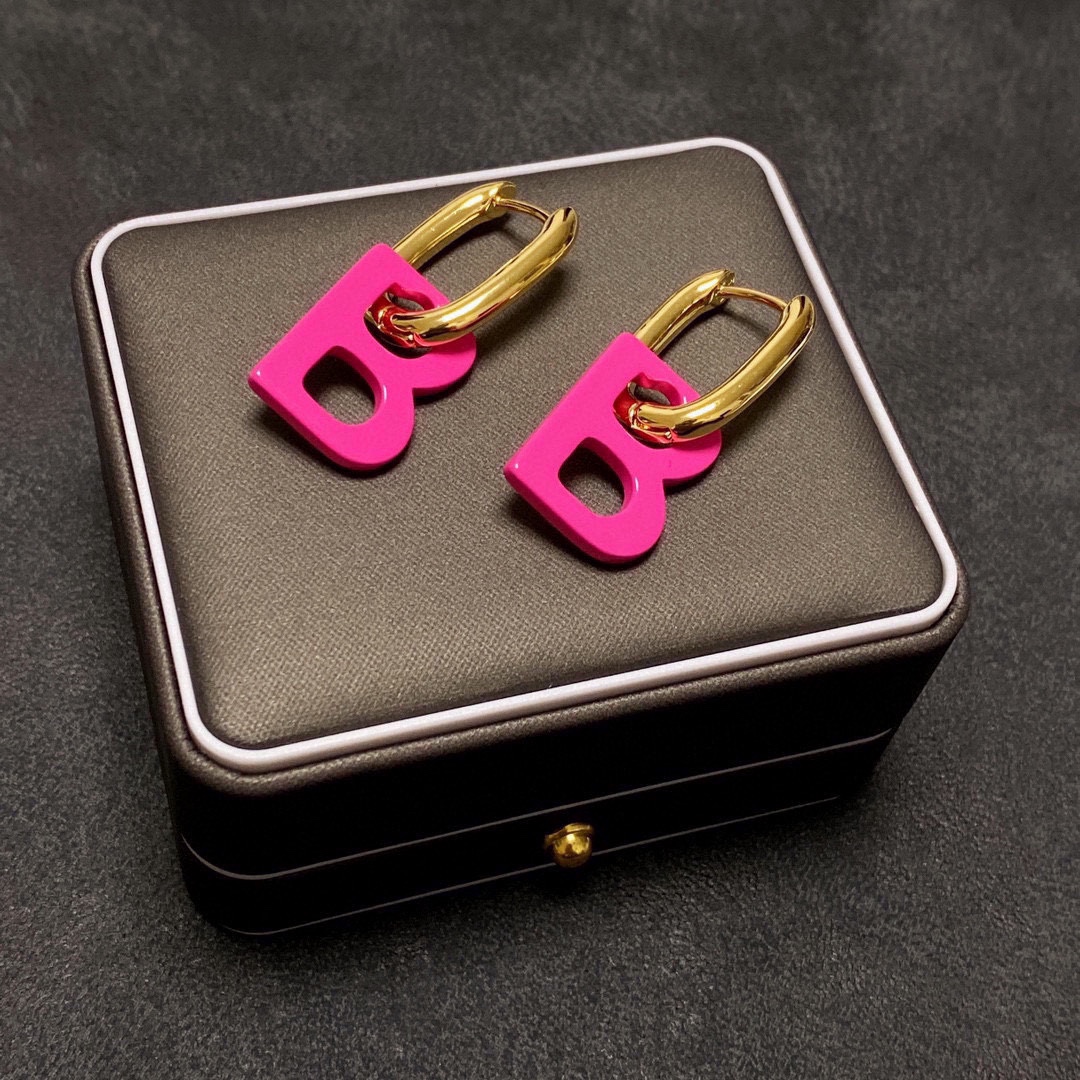 [TOP] BALENCIAGA BB Earring-Rose Red