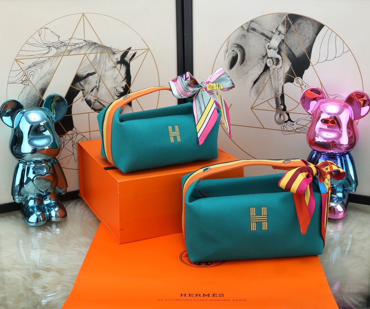 [TOP] HERMES Embroidered H logo Lunch Box Bag Collection