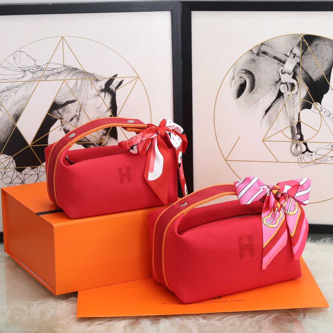 [TOP] HERMES Embroidered H logo Lunch Box Bag Collection