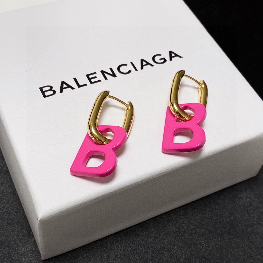 [TOP] BALENCIAGA BB Earring-Rose Red