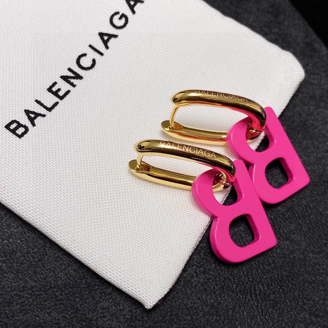 [TOP] BALENCIAGA BB Earring-Rose Red