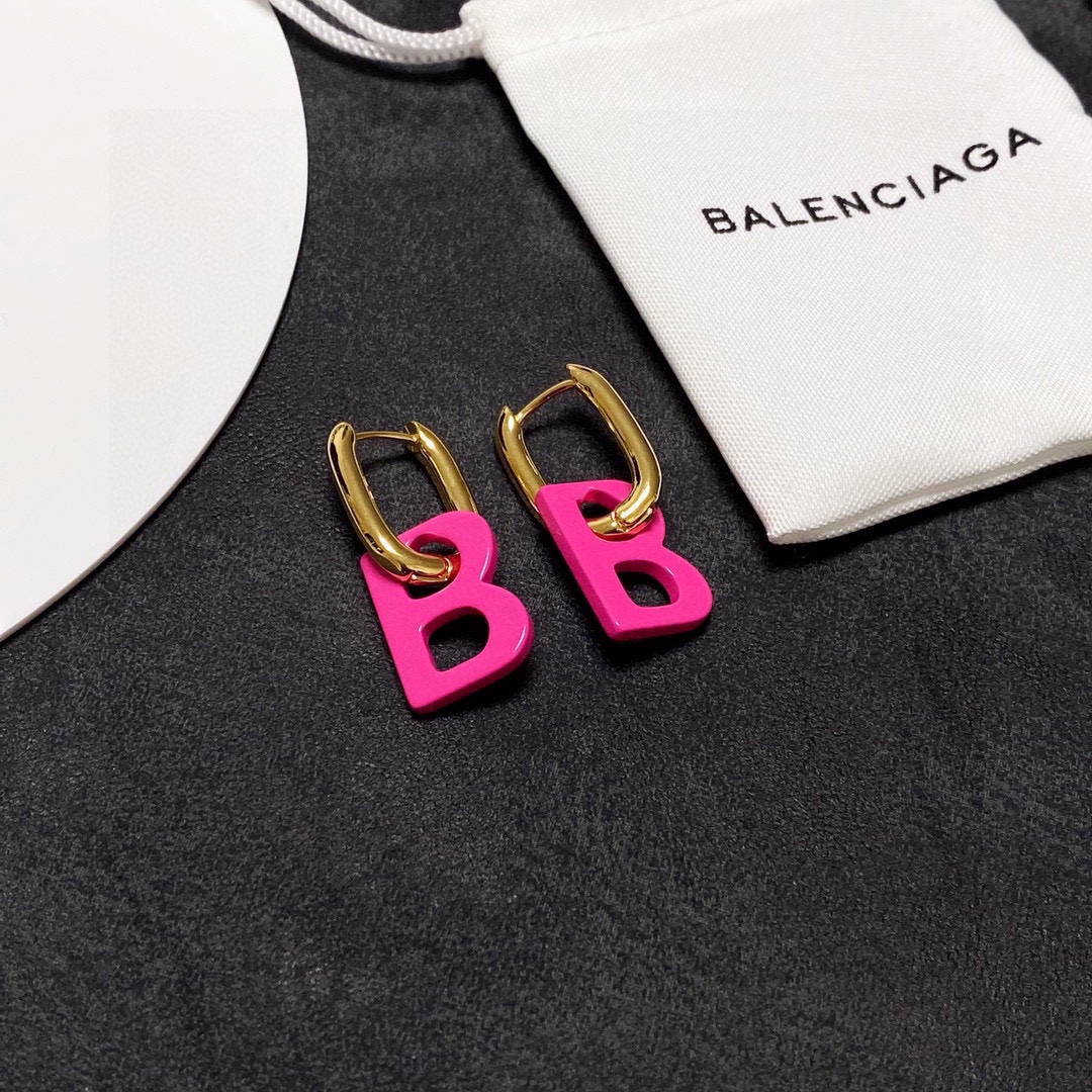 [TOP] BALENCIAGA BB Earring-Rose Red