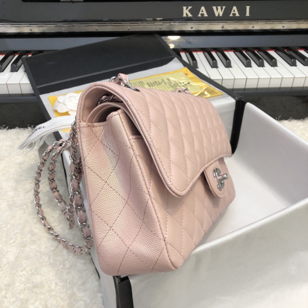[TOP] CHANEL Classic Flab Bag 25cm - Pearl Pink&SHW