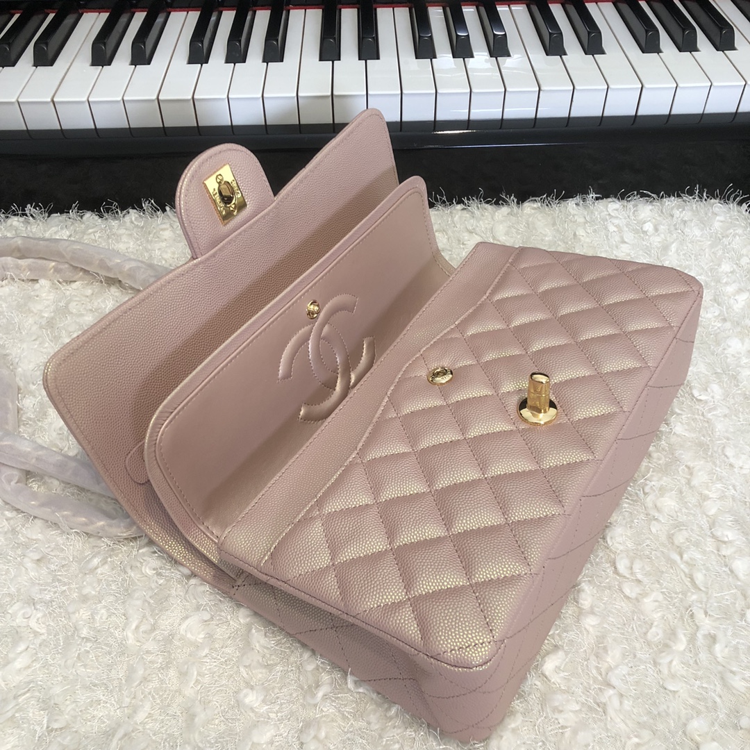 [TOP] CHANEL Classic Flab Bag 25cm - Pearl Pink&GHW