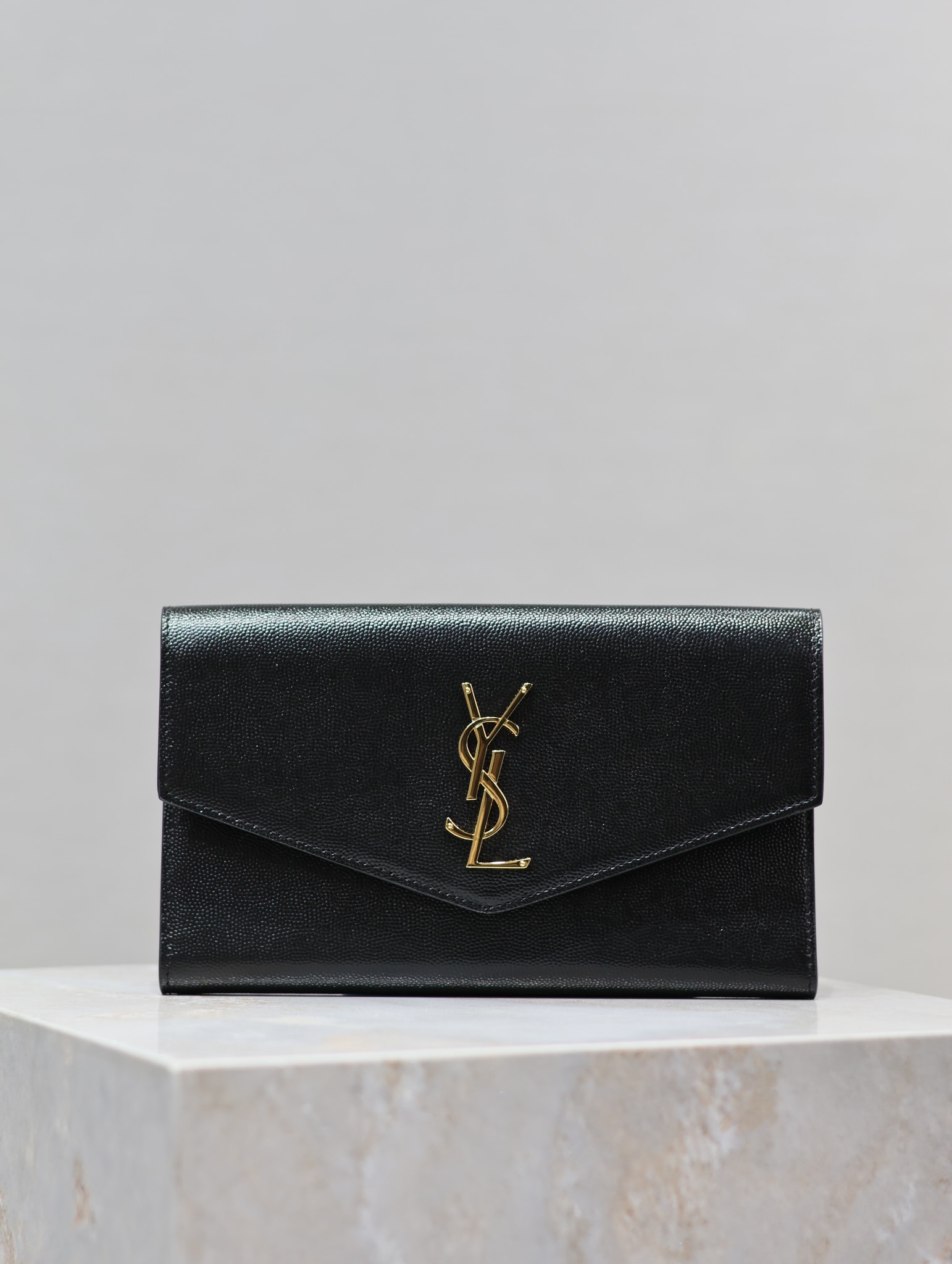 [TOP] Yves Saint Laurent YSL UPTOWN Wallet Cowhide 21.5×12×2.5cm - Black&GHW