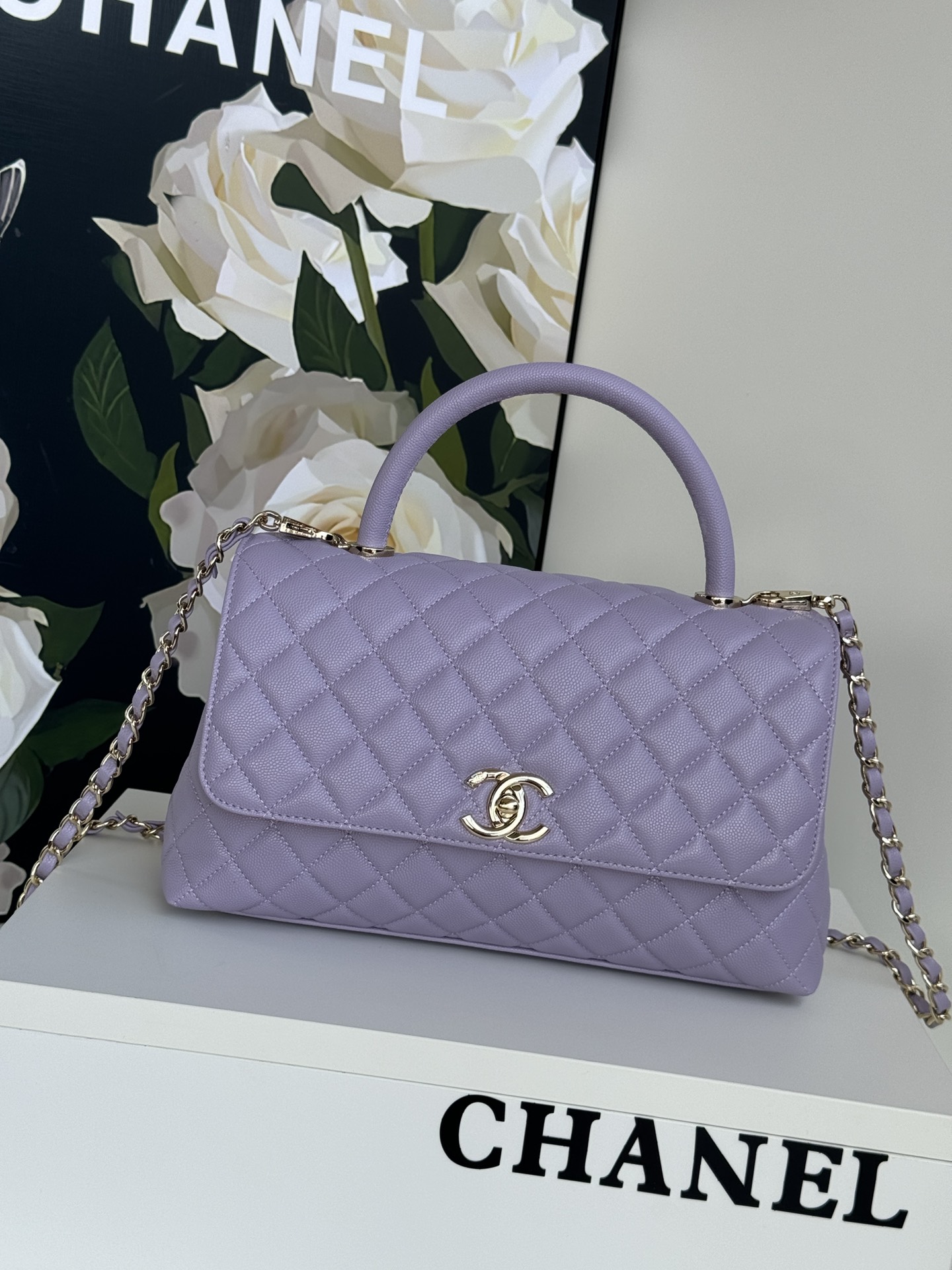 [TOP] Chanel CoCo Handle Bags Cowhide with Lambskin lining 23cm/28cm - Purple&GHW