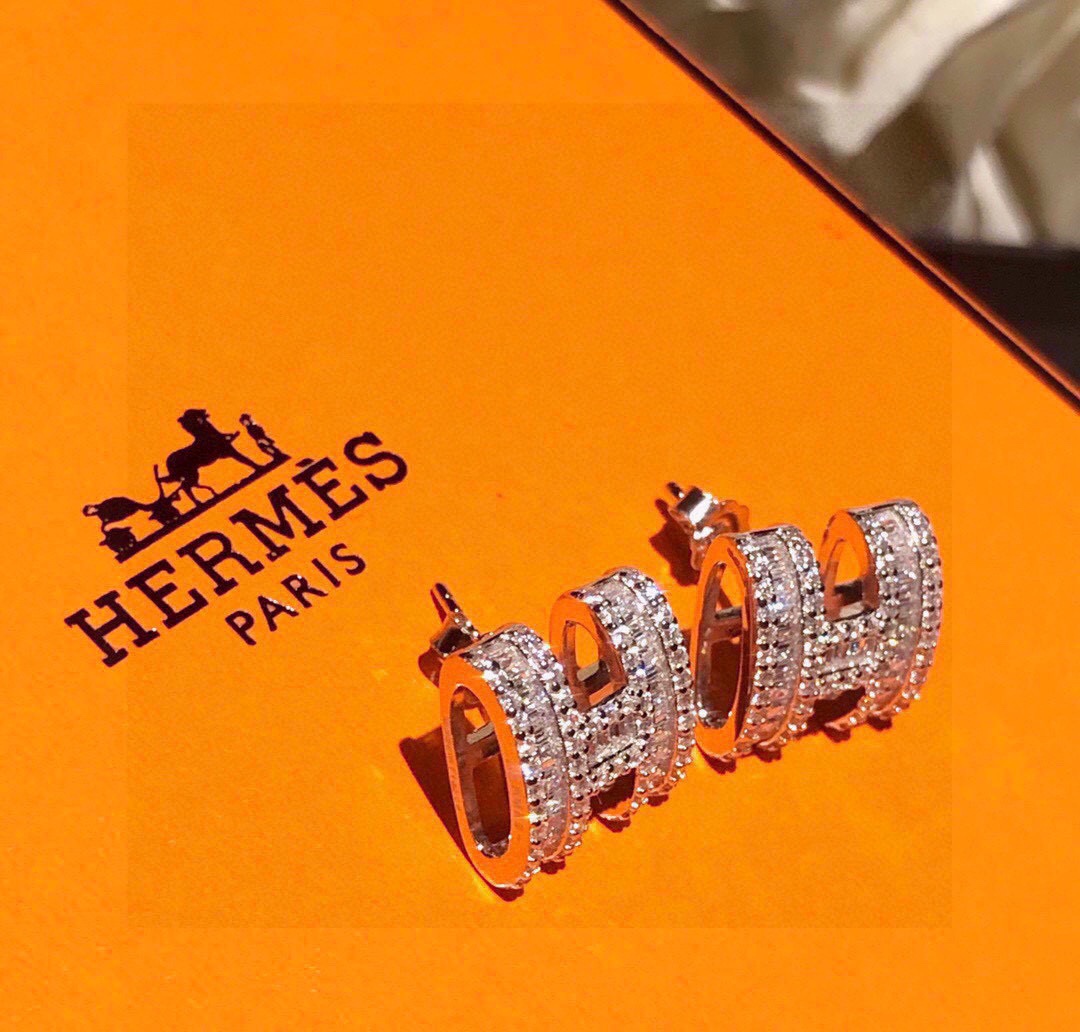[TOP] HERMES Diamond H Earring
