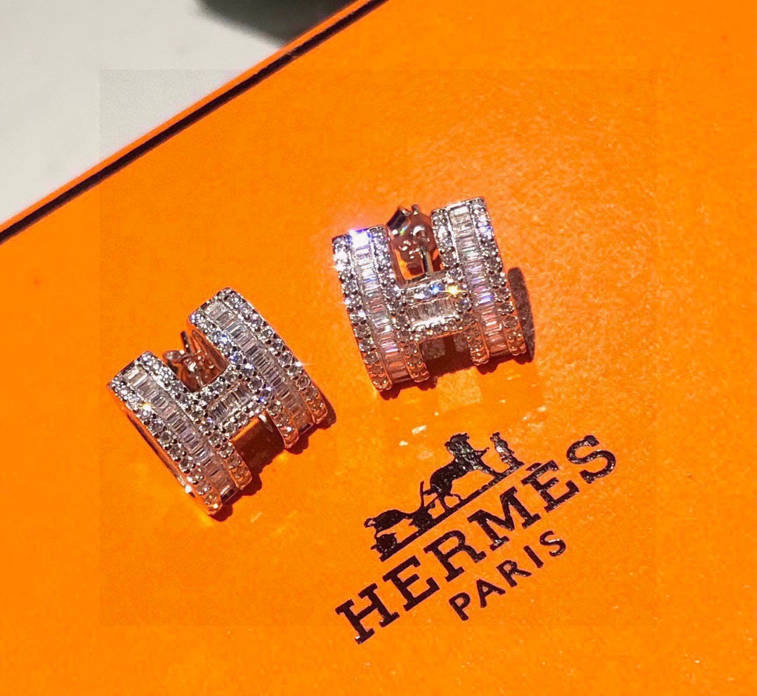 [TOP] HERMES Diamond H Earring