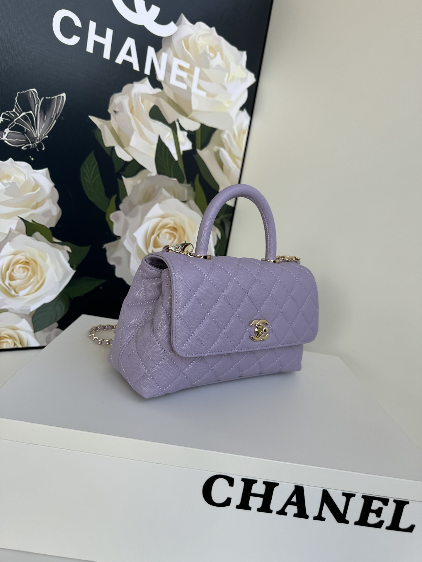 [TOP] Chanel CoCo Handle Bags Cowhide with Lambskin lining 23cm/28cm - Purple&GHW