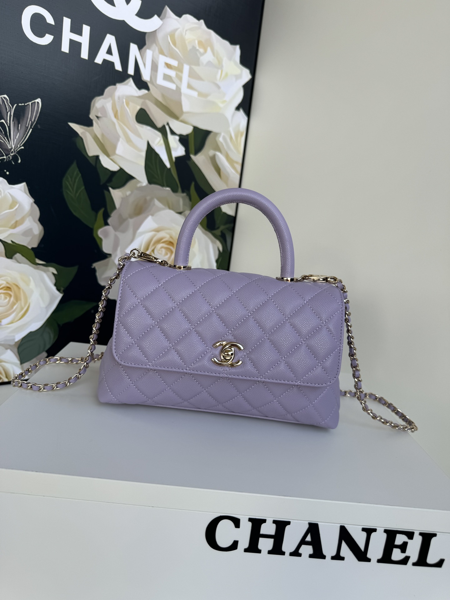 [TOP] Chanel CoCo Handle Bags Cowhide with Lambskin lining 23cm/28cm - Purple&GHW