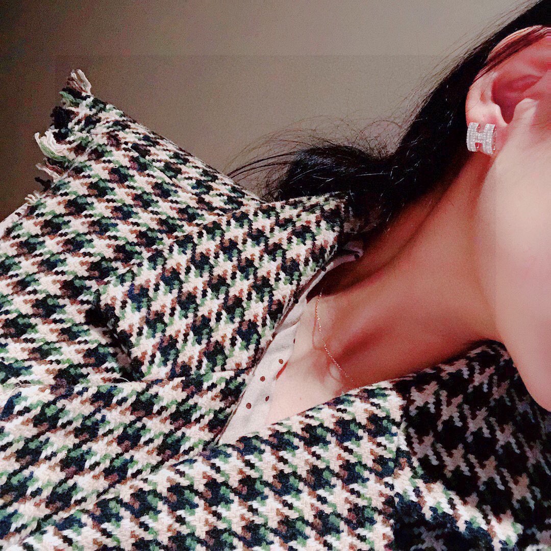 [TOP] HERMES Diamond H Earring