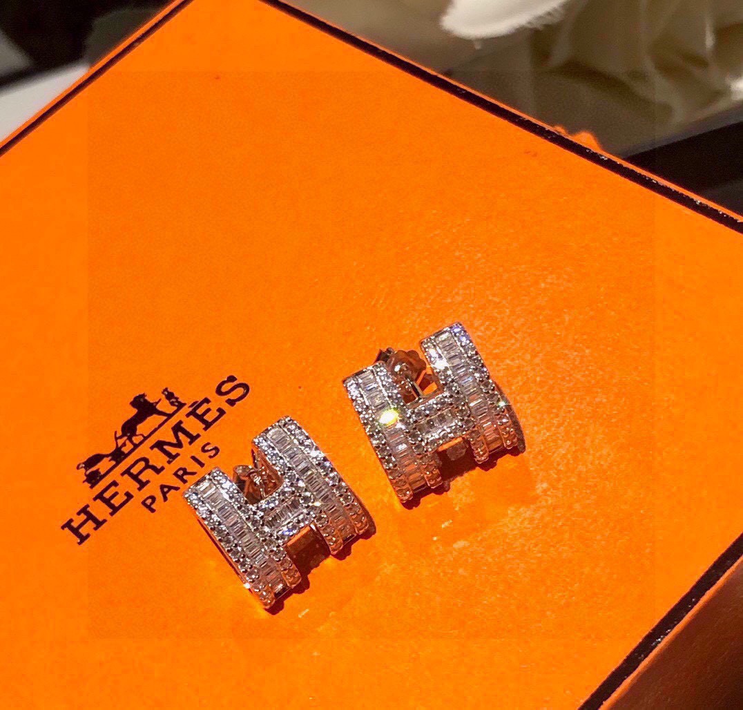 [TOP] HERMES Diamond H Earring