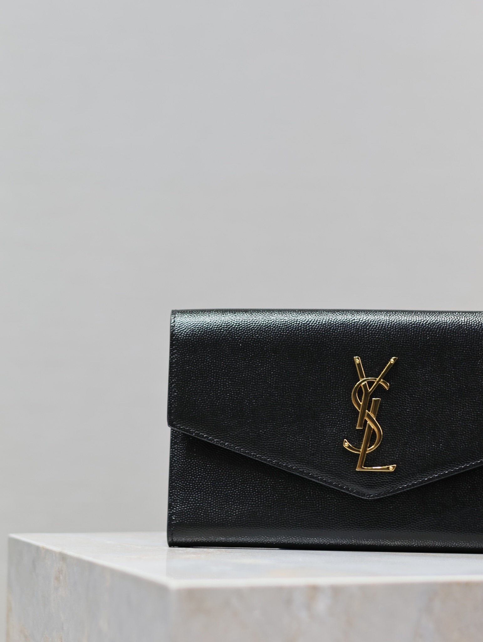 [TOP] Yves Saint Laurent YSL UPTOWN Wallet Cowhide 21.5×12×2.5cm - Black&GHW