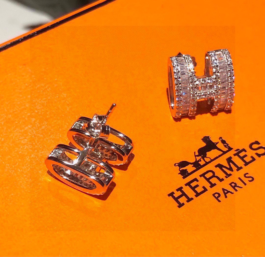 [TOP] HERMES Diamond H Earring