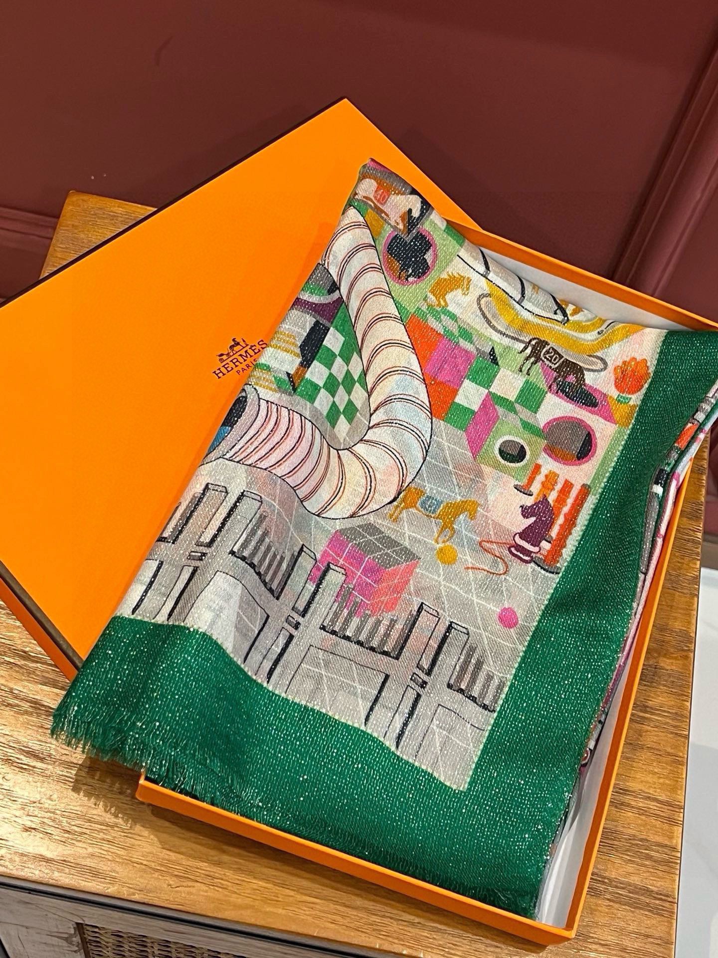 [TOP] HERMES Scarf 110 x 200 cm-4 Colors