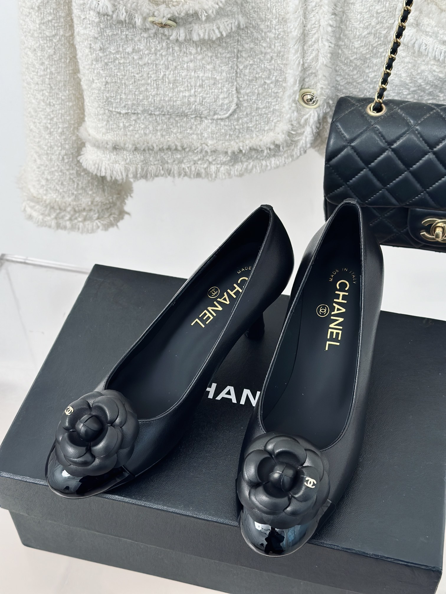Only One [TOP] CHANEL Camellia Pumps 7cm - Black - No refund or exchange