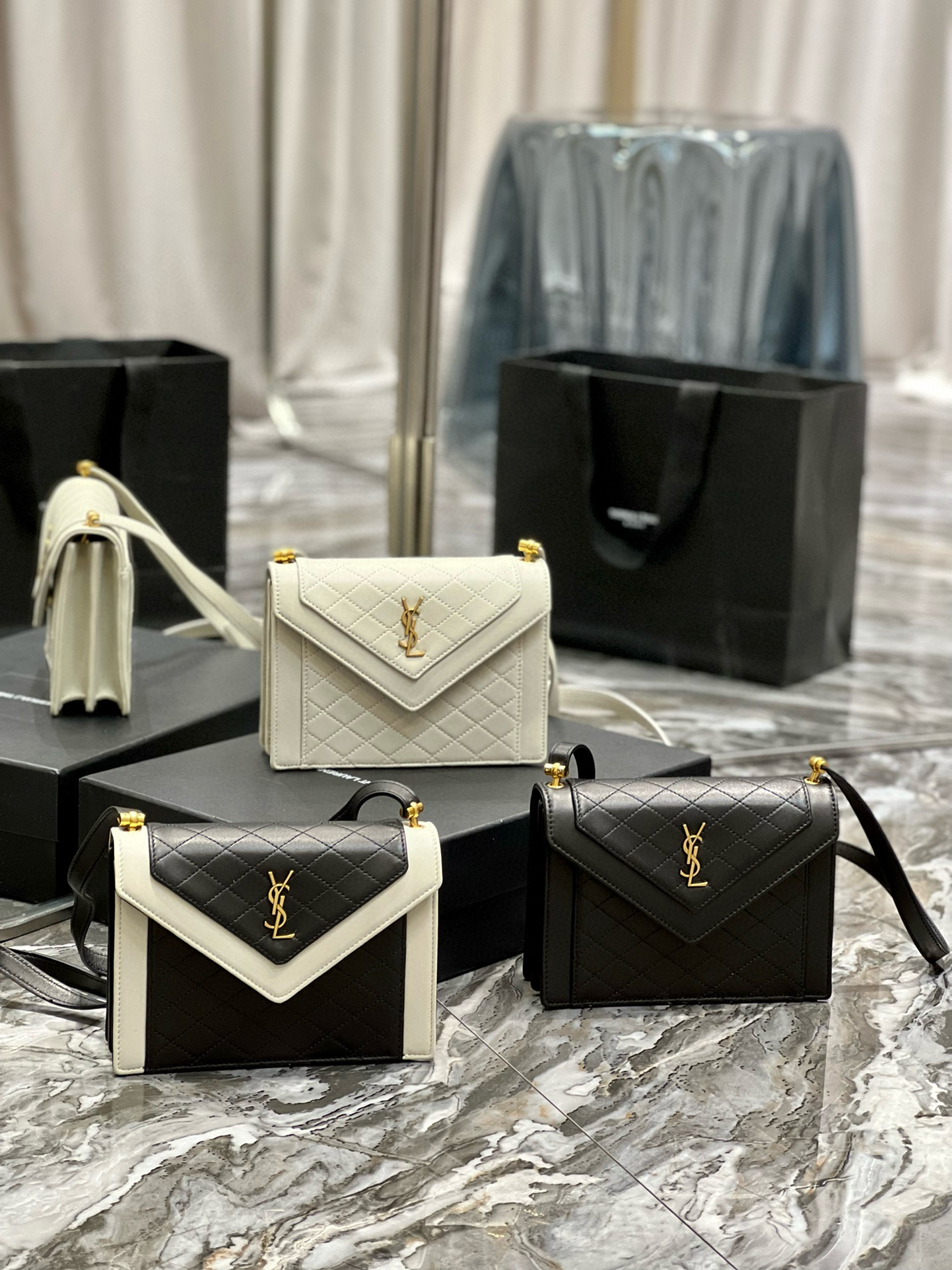 [TOP] Yves Saint Laurent YSL Mini Quilted Envelope Bags - 2 Sizes - 3 Colors
