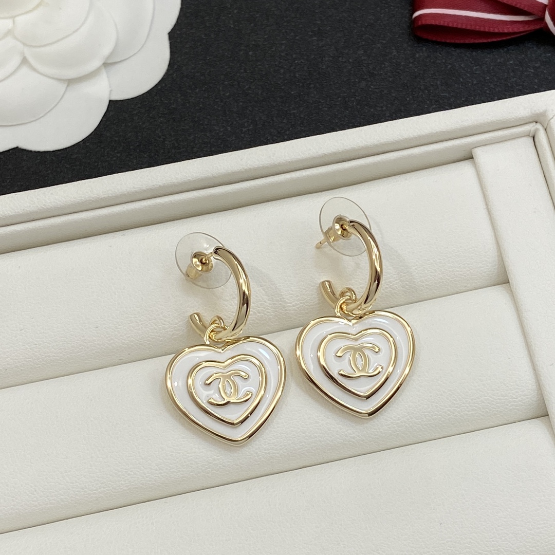 [TOP] CHANEL CC Heart Earrings-2 Colors