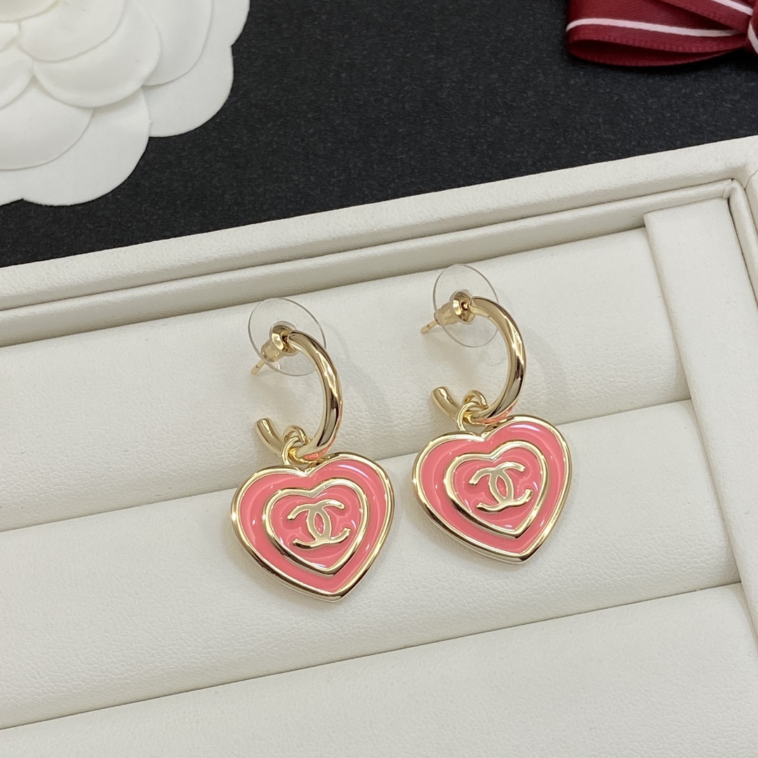 [TOP] CHANEL CC Heart Earrings-2 Colors