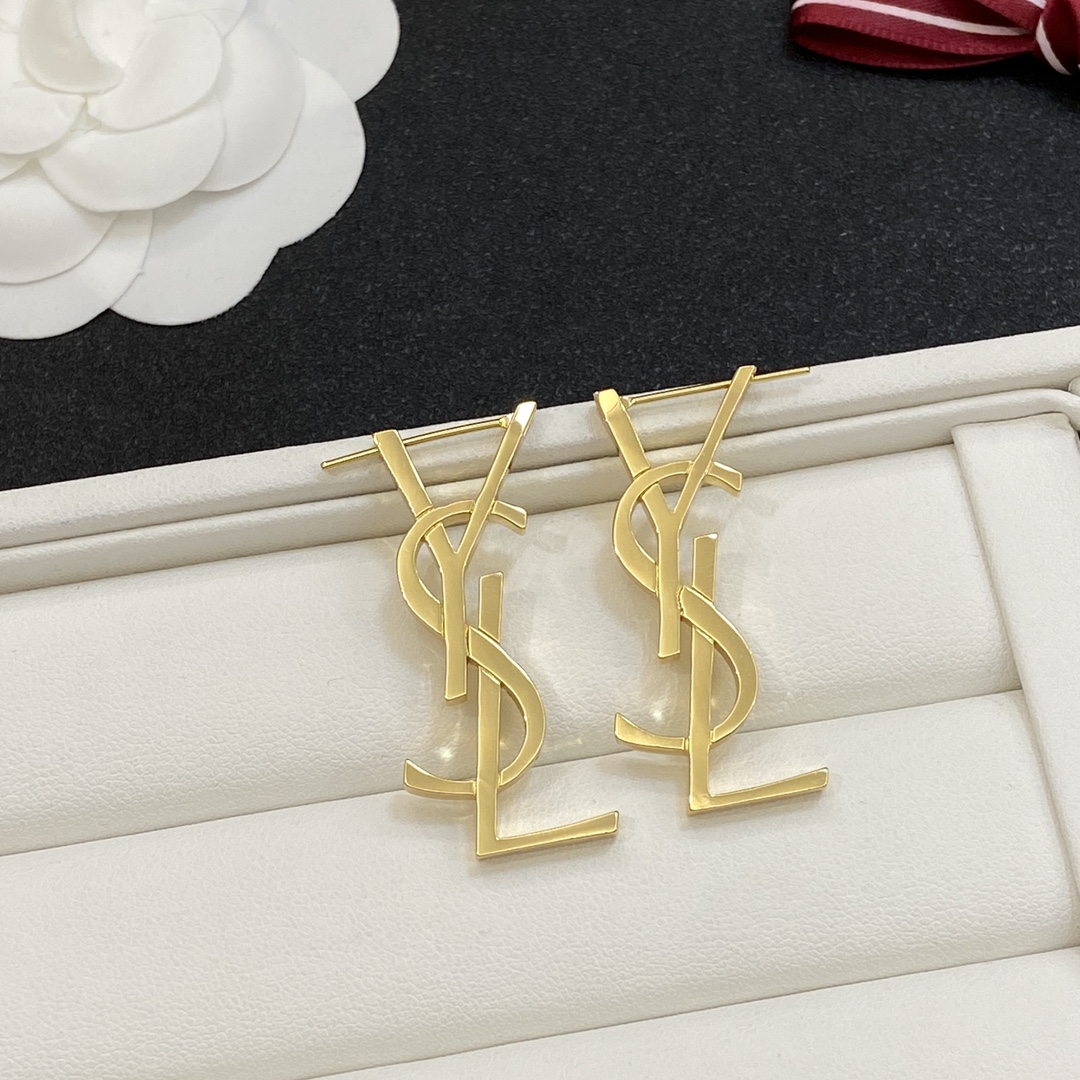 [TOP] Yves Saint Laurent YSL Earrings - Gold Color