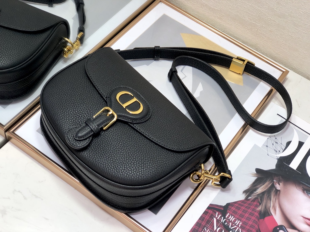 [TOP] Christian Dior Bobby Bag Grainy Leather Medium 22cm - Black