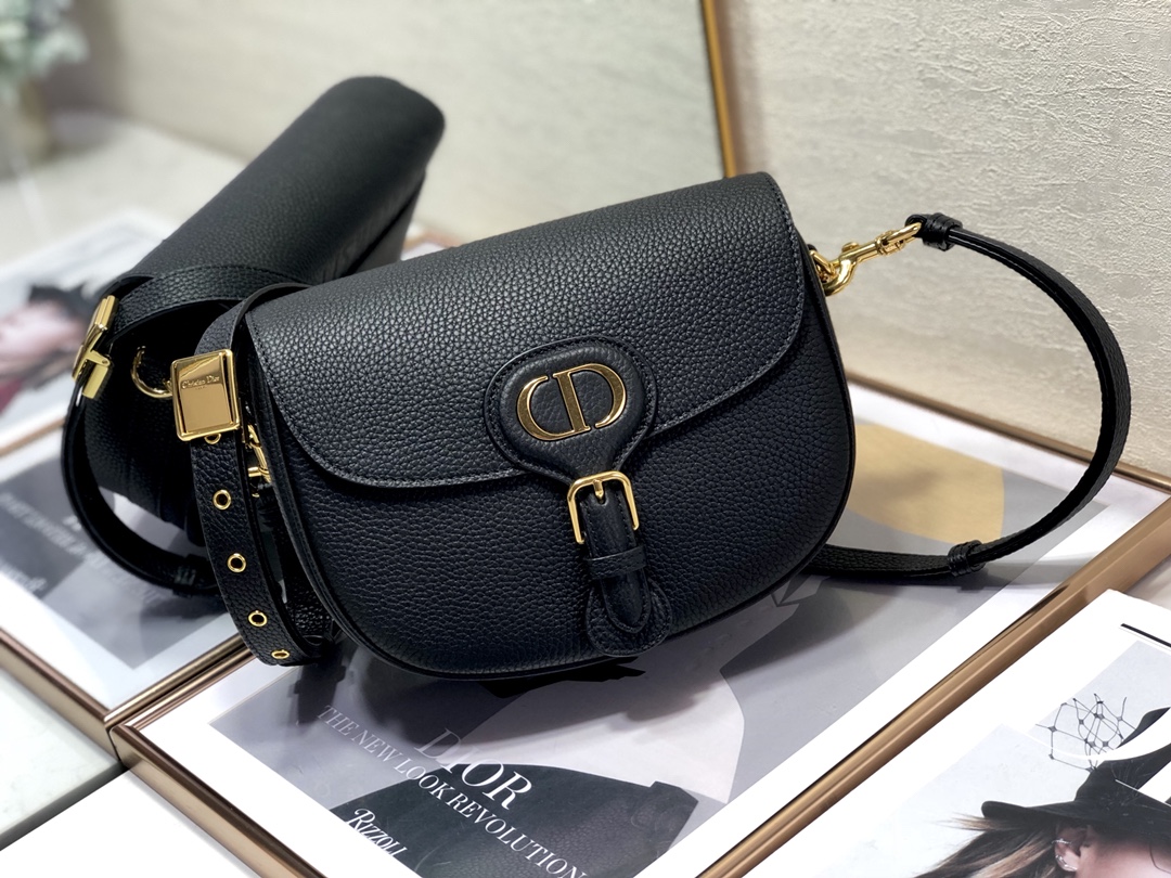 [TOP] Christian Dior Bobby Bag Grainy Leather Medium 22cm - Black