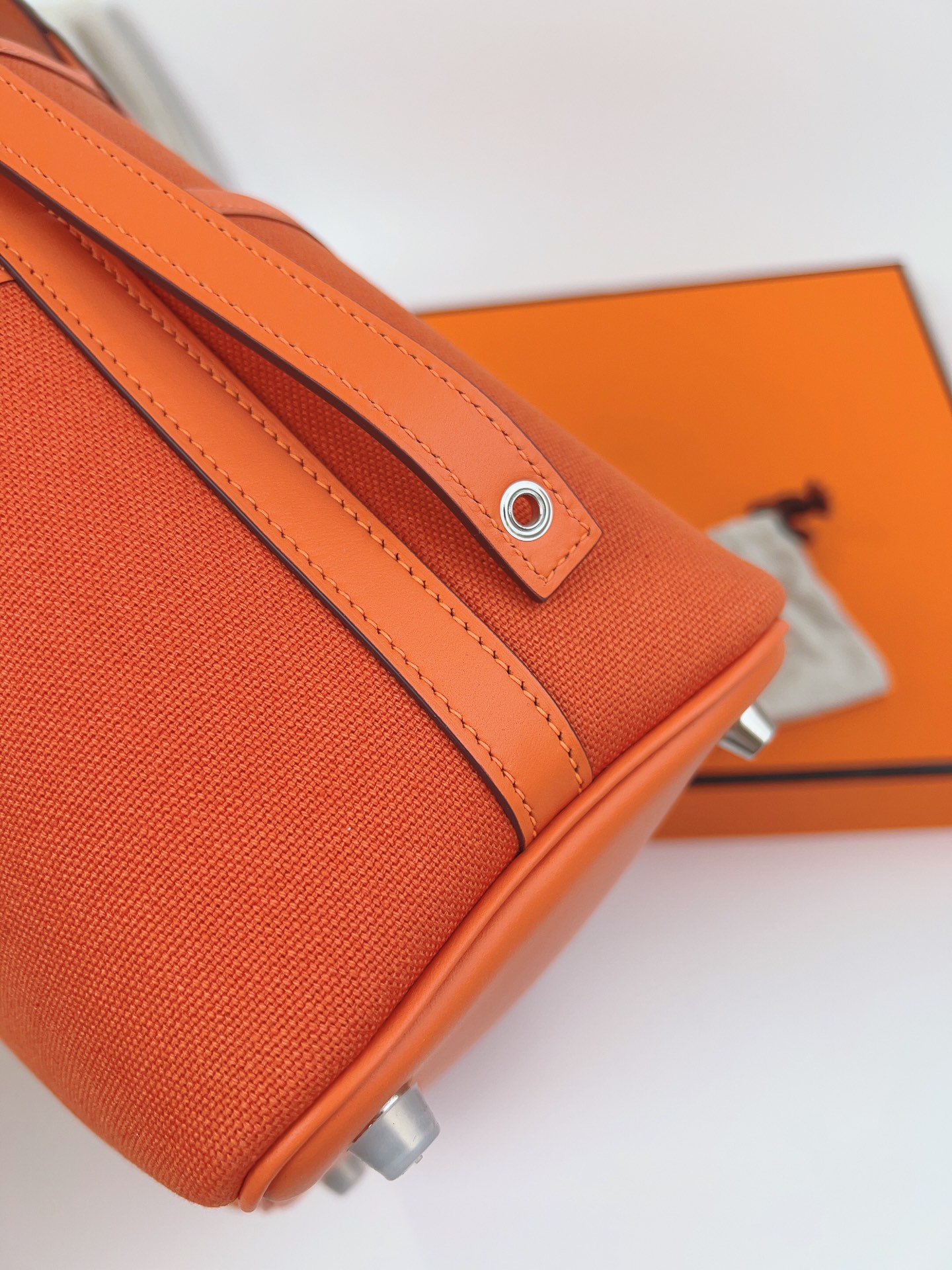 [TOP] HERMES Picotin Cargo Bag Canvas Patchwork With Swift Leather - 18CM - Orange & SHW