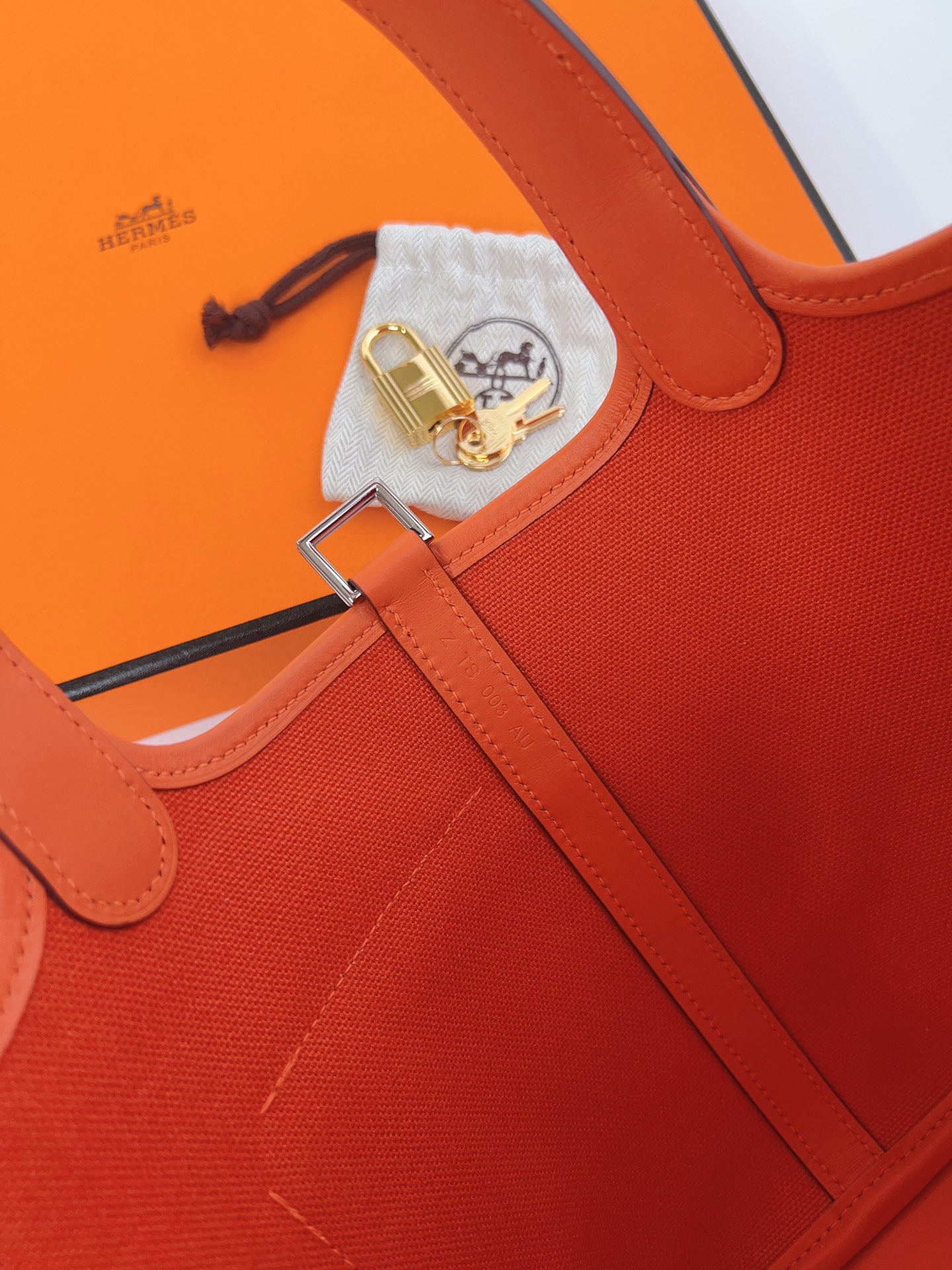 [TOP] HERMES Picotin Cargo Bag Canvas Patchwork With Swift Leather - 18CM - Orange & SHW