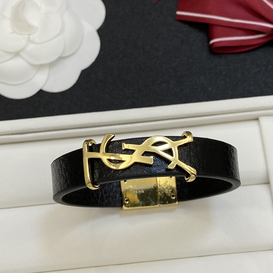 [TOP] Yves Saint Laurent YSL Cassandre Leather Bracelets-2 Colors