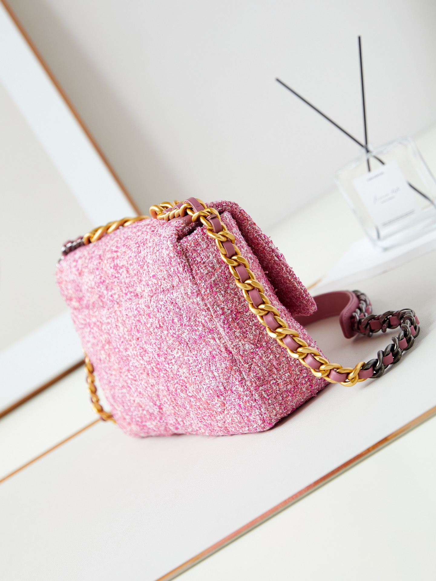 [TOP] CHANEL Woolen 19 Bag 16x26x9cm/20x30x10cm - Pink