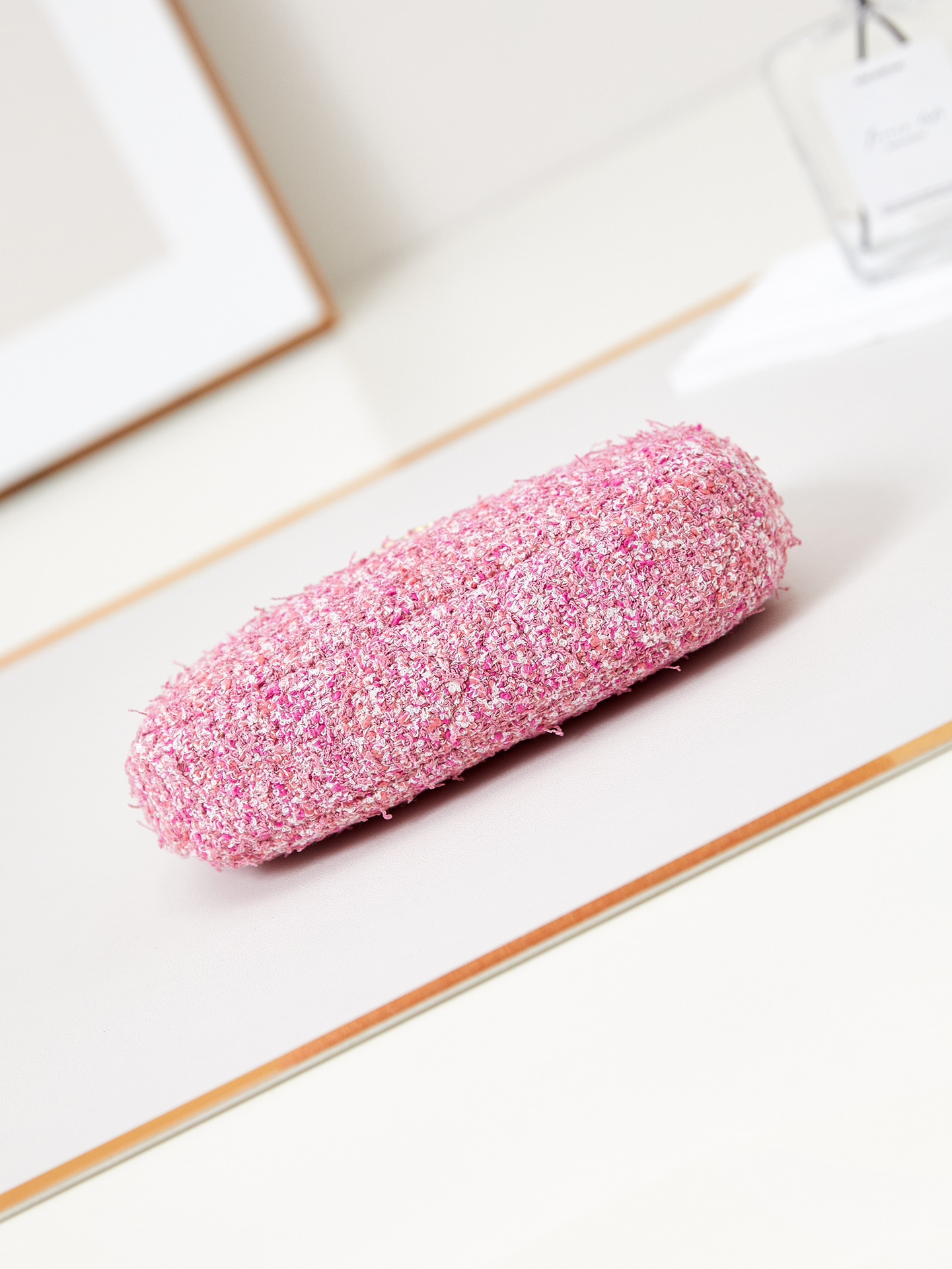 [TOP] CHANEL Woolen Hobo Bag 13x20x4.5cm - Pink