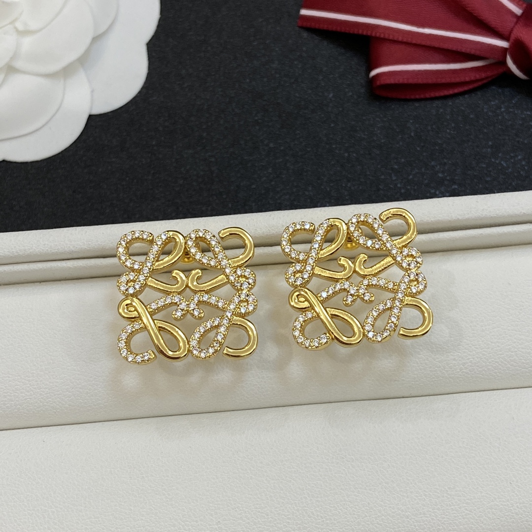 [TOP] LOEWE LOGO Diamond Earrings - 2 Colors