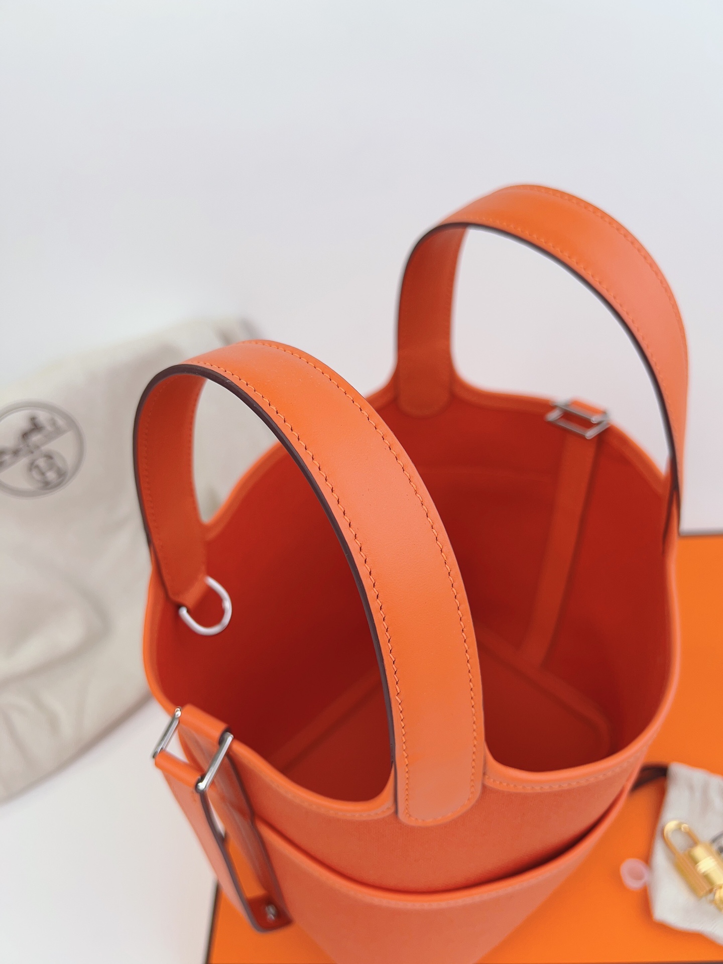 [TOP] HERMES Picotin Cargo Bag Canvas Patchwork With Swift Leather - 18CM - Orange & SHW