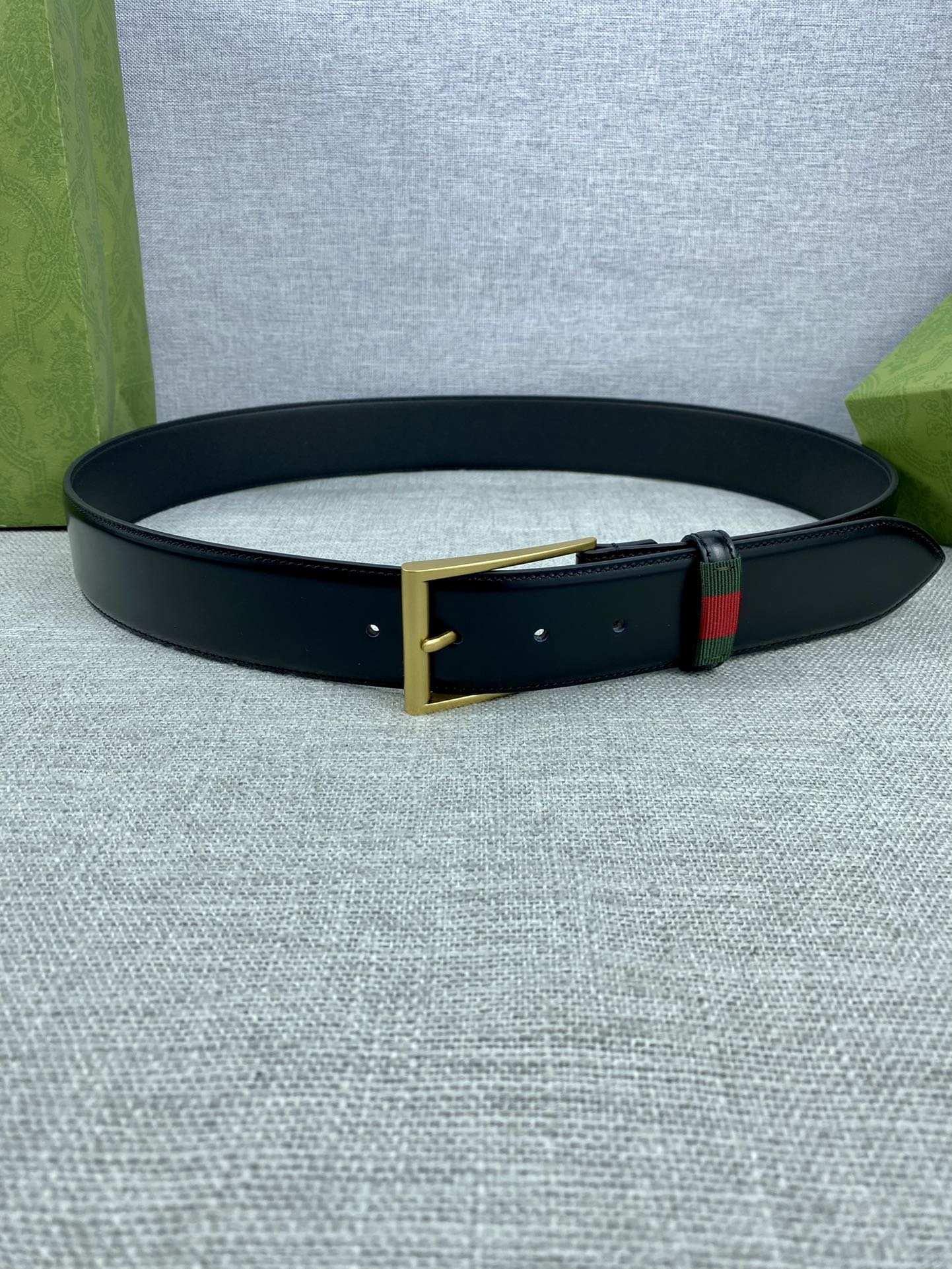 [TOP] GUCCI Men's Leather Belts  4CM - Black
