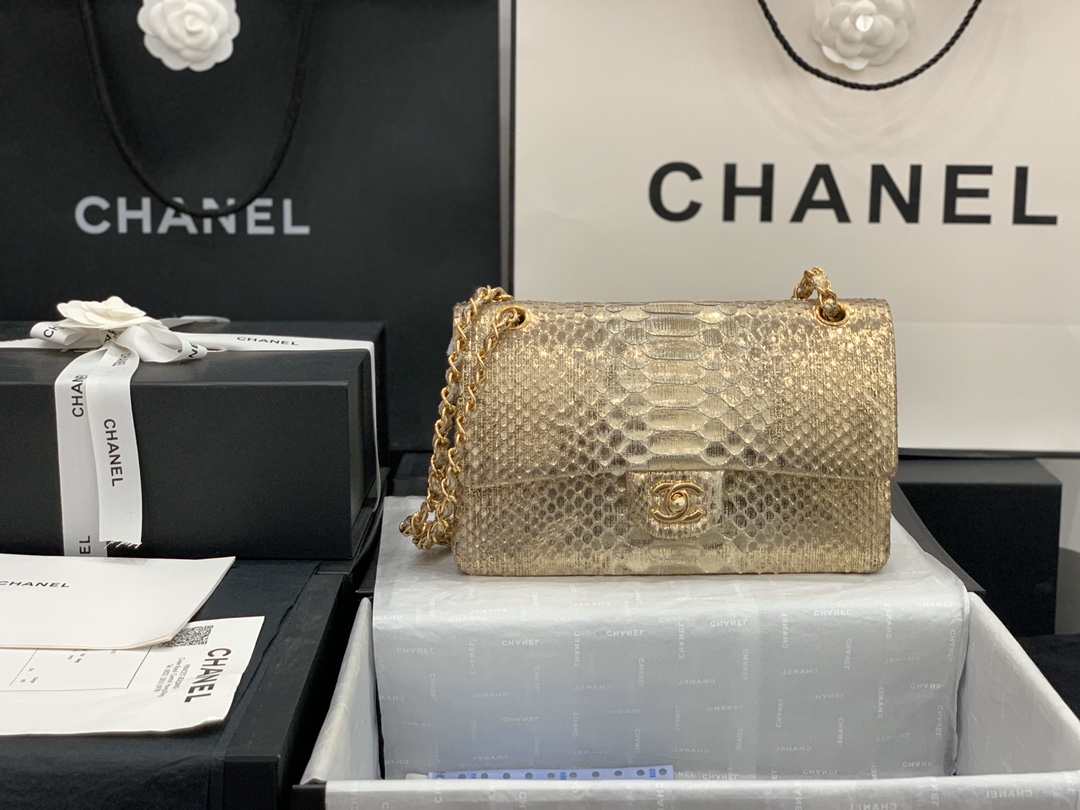 [TOP] CHANEL Python Skin Bag 25.5X7X16 CM -4 Colors
