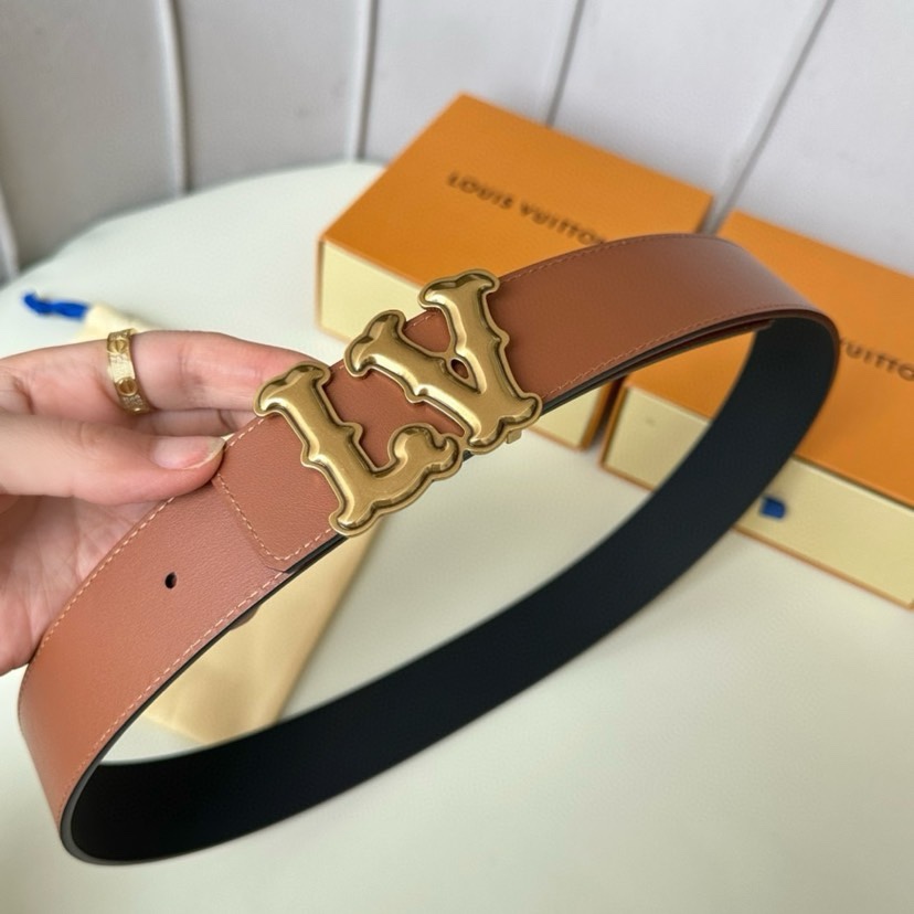 [TOP] Louis Vuitton LV Calf Leather Double-Sided Belt