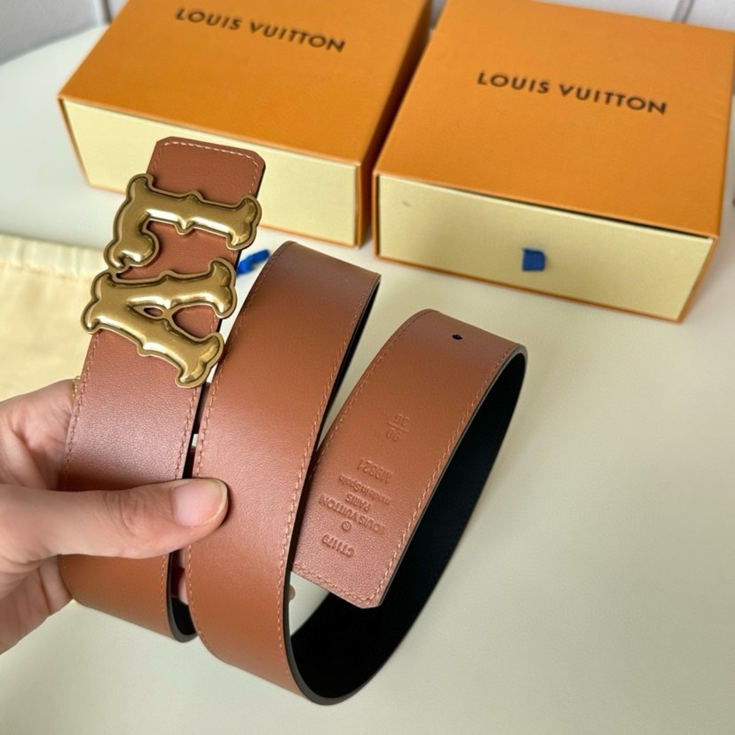 [TOP] Louis Vuitton LV Calf Leather Double-Sided Belt