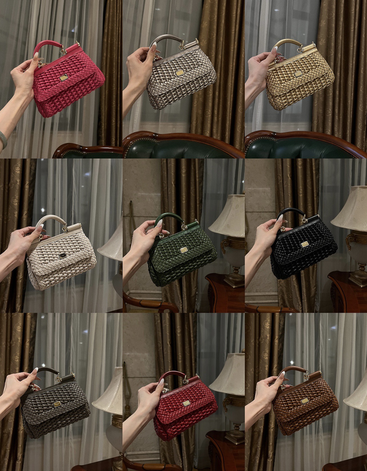 [TOP] Dolce & Gabbana D&G Handmade Woven Sicily Bags 18*11*6cm - Nine Colors