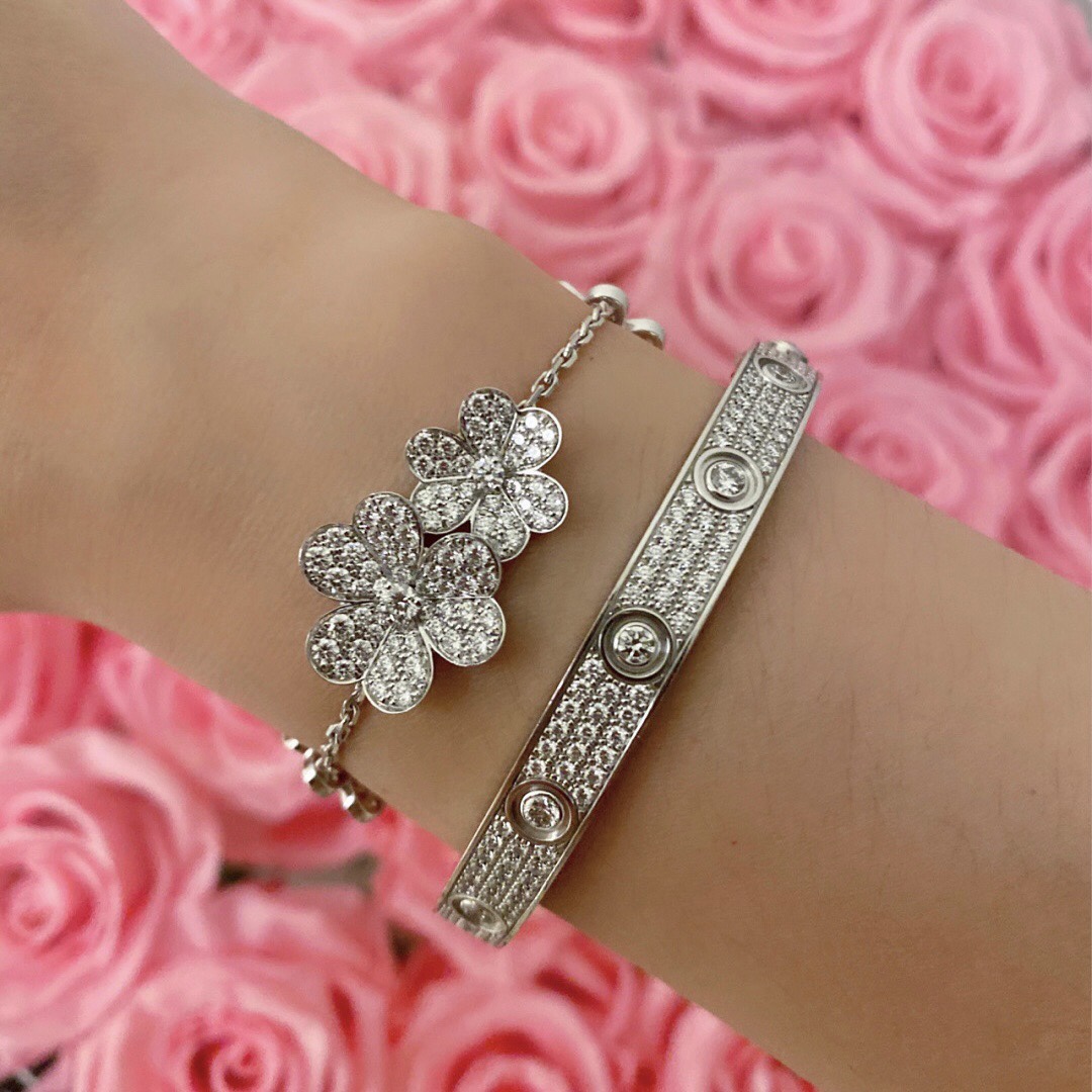 [TOP] Van Cleef & Arpels VCA 5 Flowers Bracelet - Sliver