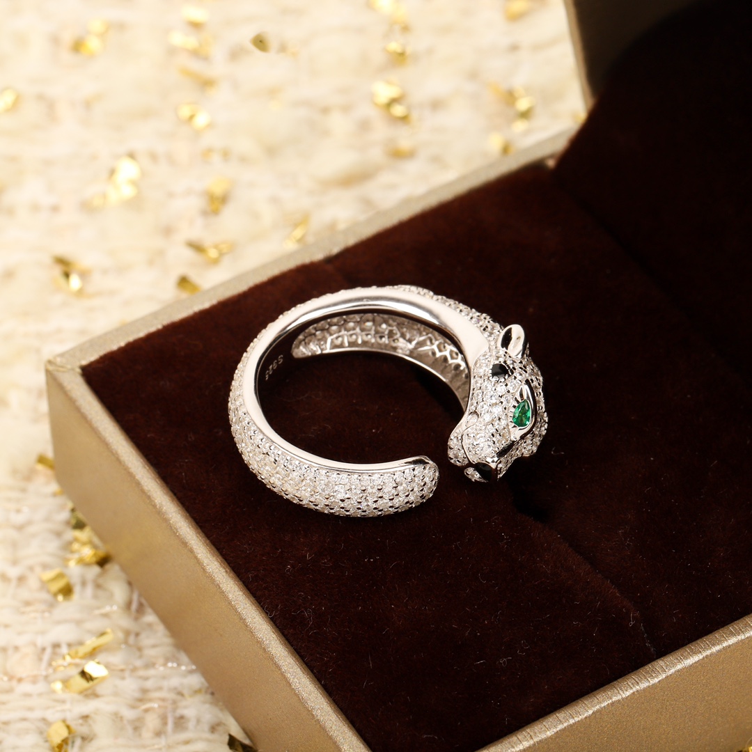 [TOP] Cartier Leopard Head Ring With Diamond