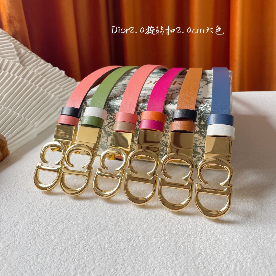 [TOP] Christian Dior Calfskin Double-Sided Belts 2CM - 6 Colors